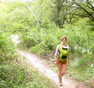 Hiking the Barton Creek Greenbelt with little Harlow in her Ergo. 