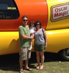 The Caldwells and their favorite sausage-shaped motorized vehicle.