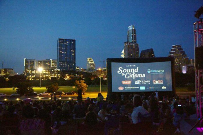 Movie night on the Lawn for An Austin Moms Blog Staycation