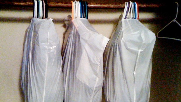 Use Trashbags to Pack Your Closet