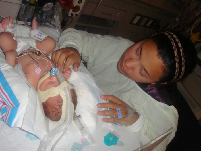 Mother and baby in NICU