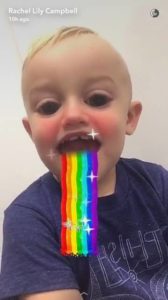 Rachel Lily's toddler Duece's favorite is the rainbow tongue