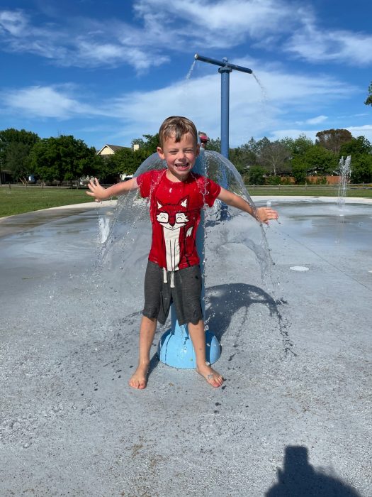 splash pad at San Jose Park in Georgetown, Texas