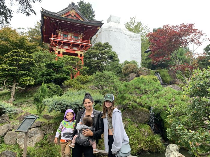 The author and her step and bio babes visit the Japanese Tea Garden in San Francisco.